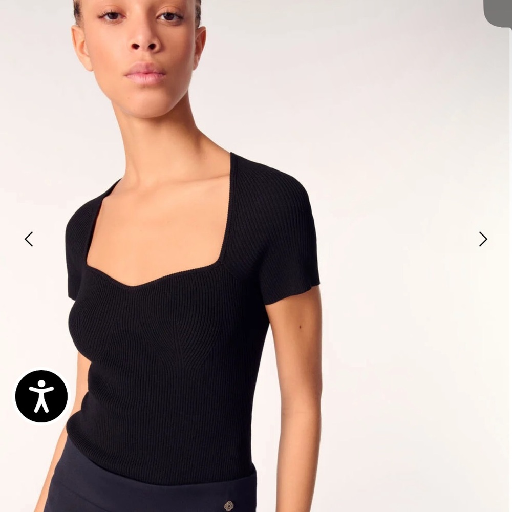 Black Ribbed Knit Top